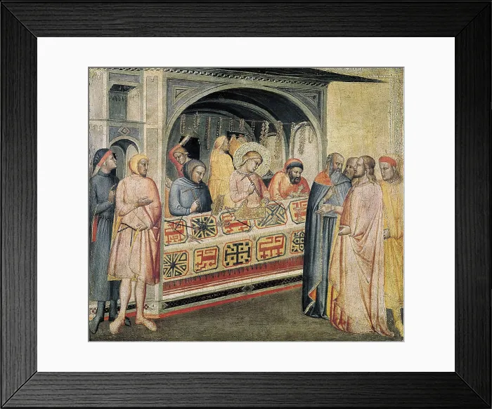Framed Print : GADDI, Tadeo (1300-1366). St. 1365. The young Saint engraves for Clotarius the saddle, next to him another officer works in a cross and another in a sheet. Renaissance art