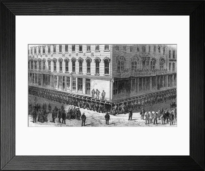 Framed Print : Raising of the Briggs House, Chicago, 1866