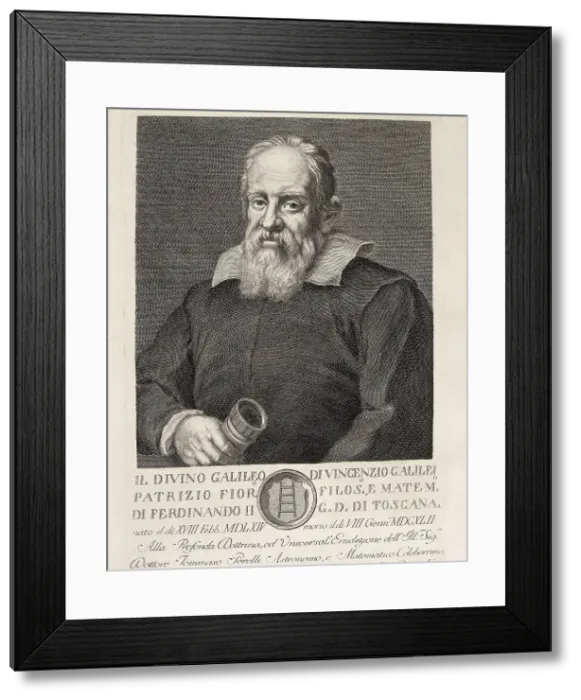 Framed Print : Portrait of Galileo. Engraving. SPAIN. Madrid. National Library. AISA / Everett Collection**US SALES ONLY**