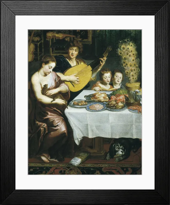 Framed Print : Breugel, Jan, The Elder, called 'Velvet Bruegel' (1568-1625). Taste, Hearing and Touch. 1617 - 1618. One detail