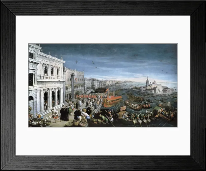 Framed Print : BASSANO, Leandro (1557-1622). Riva degli Schiavoni, Venice. ca. 1595. Renaissance art. Cinquecento. Oil on canvas. SPAIN. Madrid. St. Fernando Royal Academy Museum