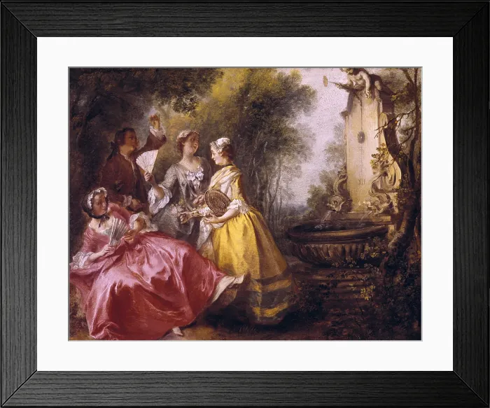 Framed Print : Lancret, Nicolas (1690-1743). The Four Times of the Day: Midday. 1739 - 1741. Oil on copper. Rococo. Oil. UNITED KINGDOM. London. National Gallery