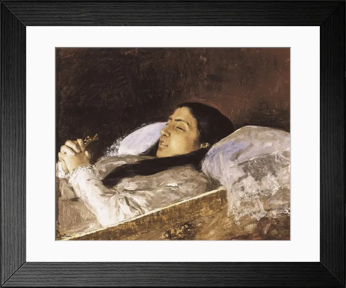 Framed Print : FORTUNY, Mariano (1838-1874). Lady from the castle on her deathbed. 1872. Romanticism. Oil on canvas. SPAIN. Barcelona. National Art Museum of Catalonia
