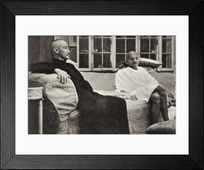 Framed Print : CHIANG KAI-SHEK (1887-1975); GANDHI, Mohandas Karamchand, called Mahatma (1869-1948). Portrait of Gandhi with the Chinese nationalist leader Chiang Kai-Shek