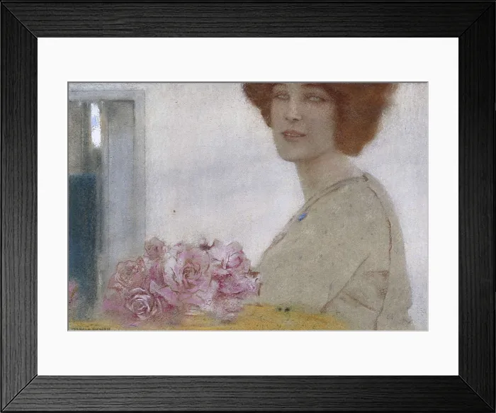 Framed Print : KHNOPFF, Fernand (1858-1921). Roses. 1912. Pastel on paper. Symbolism. Pastel. BELGIUM. Tournai. Fine Arts Museum. AISA / Everett Collection**US SALES ONLY**