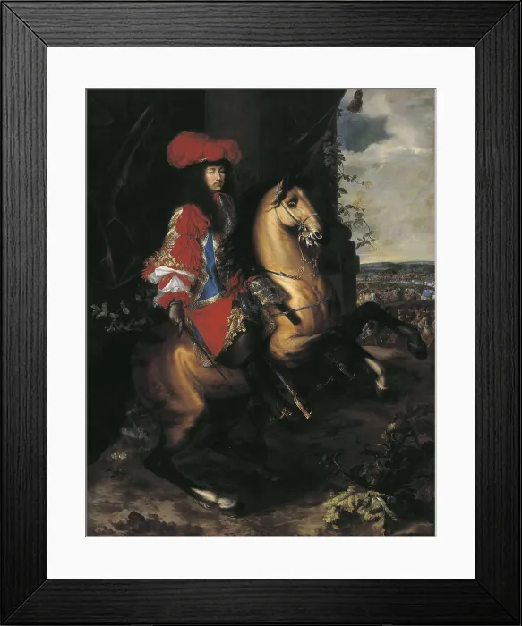 Framed Print : LEBRUN, Charles (1619-1690). Equestrian portrait of Louis XIV. 2nd half 17th c. Baroque art. Oil on canvas. BELGIUM. Tournai. Fine Arts Museum