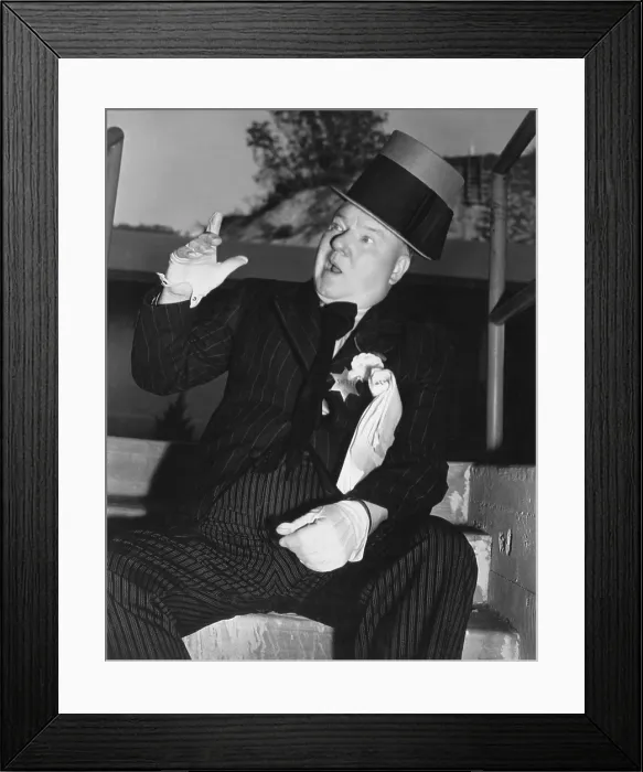 Framed Print : MY LITTLE CHICKADEE, W.C. Fields rehearsing on set, 1940