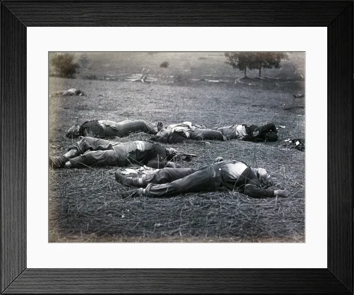 Framed Print : The Civil War. The Battle of Gettysburg. Field where General Reynolds fell. Confederate dead. July 5, 1863 Framed Print : The Civil War. The Battle of Gettysburg. Field where General Reynolds fell. Confederate dead. July 5, 1863