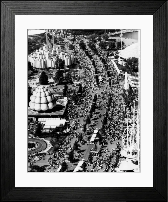 Framed Print : Aerial view of the 1960s New York World's Fair, September 5, 1965, Flushing, New York. Courtesy: CSU Archives / Everett Collection