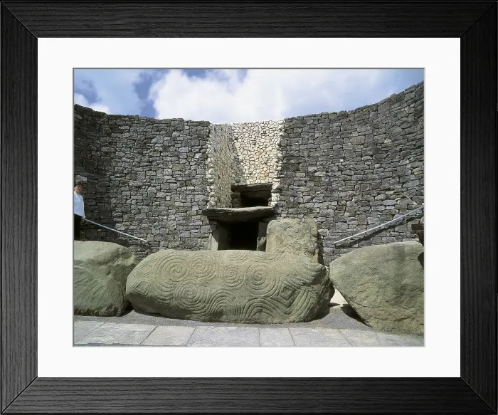 Framed Print : IRELAND. LEINSTER. MEATH. Newgrange. Entrance stone into the megalithic tomb of corridor (4.000 BC). Neolithic art. AISA / Everett Collection**US SALES ONLY**