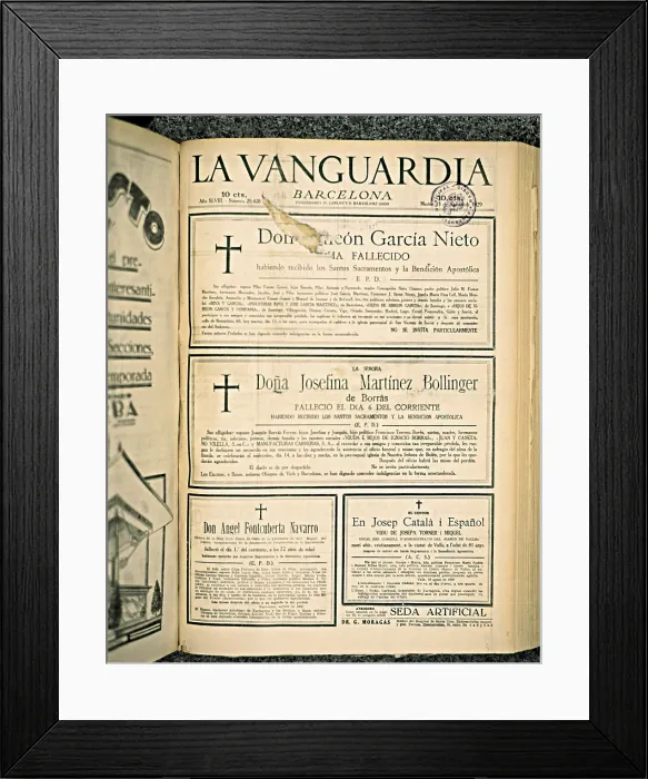 Framed Print : Spain (1929). Primo de Rivera's Dictatorship. 'La Vanguardia' (13th August 1929)