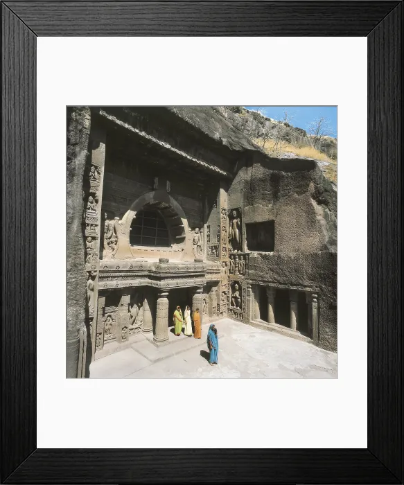 Framed Print : INDIA. MAHARASHTRA. Ajanta. Ajanta Caves. Ajanta Caves. Faade of the cave n. 19. AISA / Everett Collection**US SALES ONLY**
