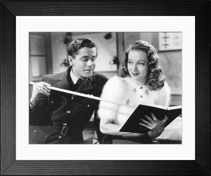 Framed Print : FLIGHT LIEUTENANT, from left, Glenn Ford, Evelyn Keyes, 1942 Framed Print : FLIGHT LIEUTENANT, from left, Glenn Ford, Evelyn Keyes, 1942
