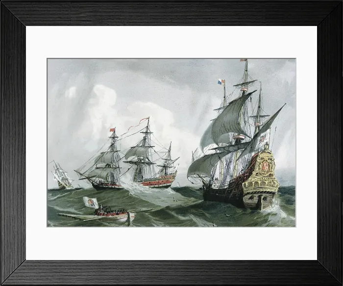 Framed Print : Spanish galleons and vessels (17th c.). Engraving. SPAIN. Barcelona. Sant Jordi Catalan Royal Academy of Fine Arts. AISA / Everett Collection (44387)**US SALES ONLY** Framed Print : Spanish galleons and vessels (17th c.). Engraving. SPAIN. Barcelona. Sant Jordi Catalan Royal Academy of Fine Arts. AISA / Everett Collection (44387)**US SALES ONLY**
