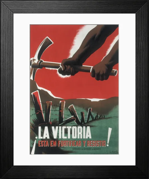 Framed Print : Spanish Civil War (1936-1939). 'Victory lies in fortify and resist'. Poster by V. Martn. Editions of the Eastern Army. SPAIN. Salamanca. Archivo Histrico Nacional Framed Print : Spanish Civil War (1936-1939). 'Victory lies in fortify and resist'. Poster by V. Martn. Editions of the Eastern Army. SPAIN. Salamanca. Archivo Histrico Nacional