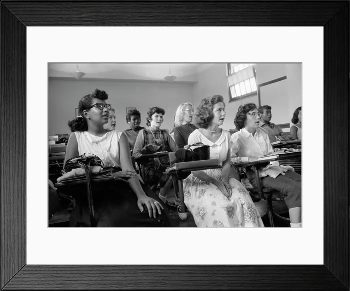 Framed Print : Integrated classroom at Anacostia High School, Washington DC, photograph by Warren K. Leffler, September 10, 1957