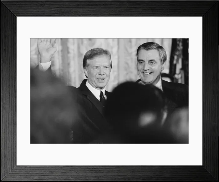 Framed Print : President Jimmy Carter, and Vice President Walter Mondale, at the White House, Washington DC, photograph by Thomas J. O'Halloran, December 4, 1979