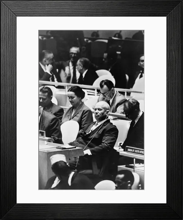 Framed Print : Nikita Khrushchev (front, center), leader of the Union of Soviet Socialist Republics, at a meeting of the United Nations General Assembly, New York, New York