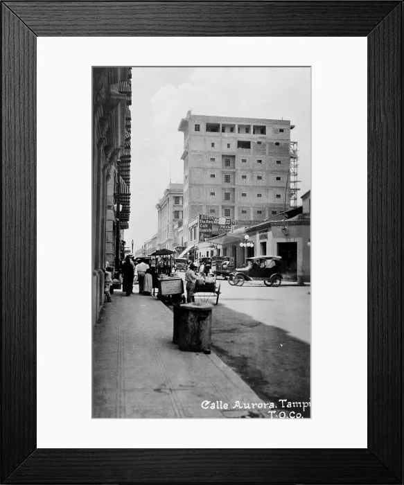 Framed Print : Mexico, street scene in Calle Aurora, circa early 1900s