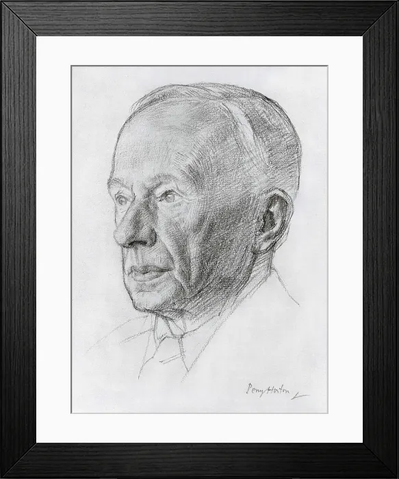 Framed Print : HORTON, Percy (1897-1970). George Edward Moore. 1952. Portrait made with chalk, pen and wash. Drawing. UNITED KINGDOM. London. National Portrait Gallery