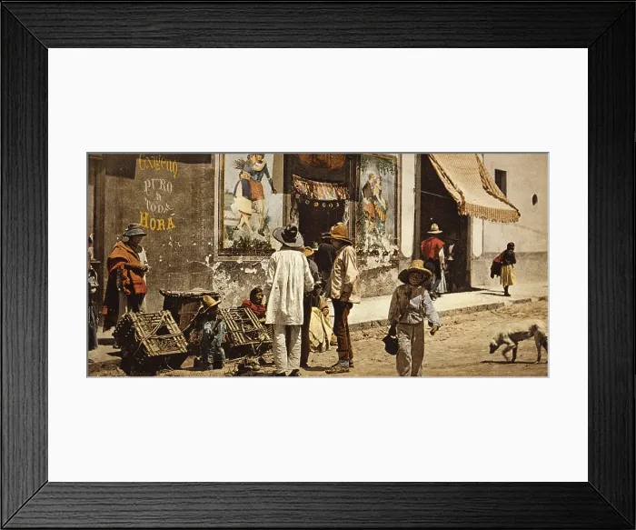 Framed Print : Mexico, a pulque shop in Tacubaya, photochrom by William Henry Jackson, circa late 1800s Framed Print : Mexico, a pulque shop in Tacubaya, photochrom by William Henry Jackson, circa late 1800s