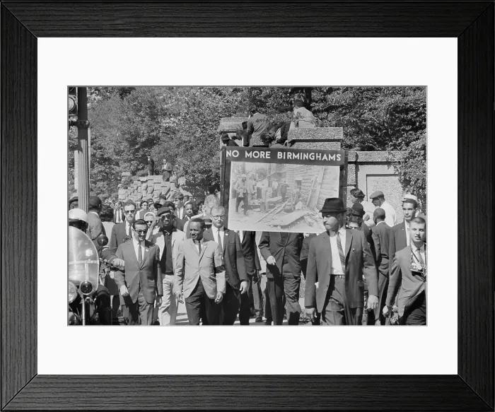Framed Print : Civil rights, original caption: Congress of Racial Equality conducts march in memory of Negro youngsters killed in Birmingham bombings, All Souls Church, 16th Street
