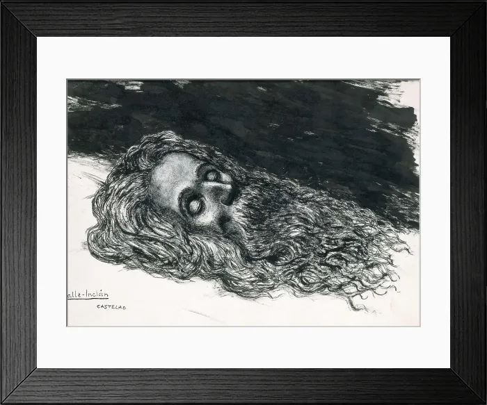 Framed Print : CASTELAO, Daniel Alfonso Rodrguez (1886-1950). Valle Inclan on his deathbed. Drawing. SPAIN. Pontevedra. Pontevedra Museum. AISA / Everett Collection**US SALES ONLY**