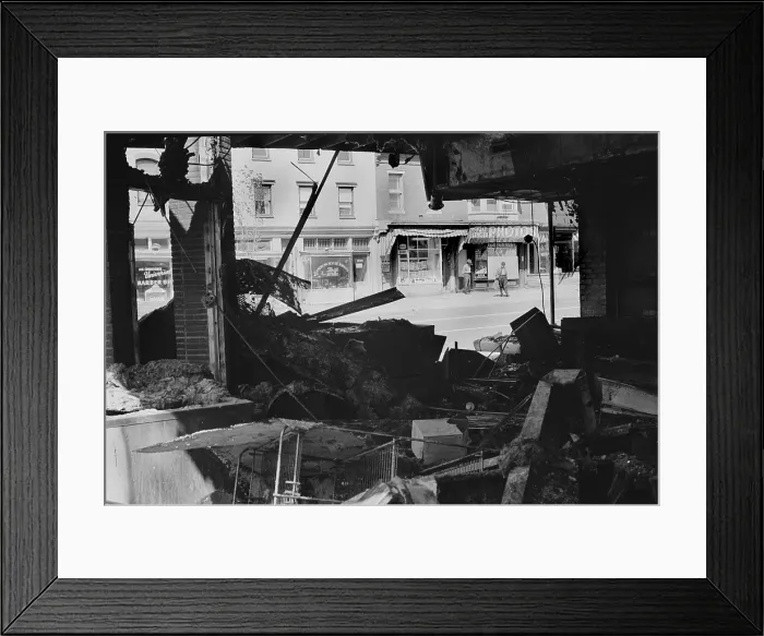 Framed Print : Civil rights, riot damage in Washington DC, ruins of a store in Washington DC that was destroyed during the riots that followed the assassination of Martin Luther King Jr