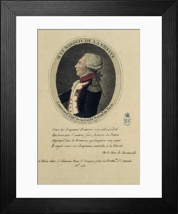 Framed Print : Lafayette, Marie Joseph Gilbert Motie Motier, marquis de (1757-1834). Engraving. SPAIN. Madrid. National Library. AISA / Everett Collection**US SALES ONLY** Framed Print : Lafayette, Marie Joseph Gilbert Motie Motier, marquis de (1757-1834). Engraving. SPAIN. Madrid. National Library. AISA / Everett Collection**US SALES ONLY**
