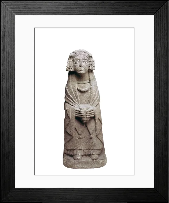 Framed Print : Ex-voto. 4th c. BC. Female sculpture. Iberian art. Sculpture on rock. SPAIN. Madrid. National Museum of Archaeology. Proc: SPAIN. Montealegre del Castillo. Cerro de los Santos