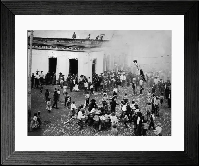 Framed Print : Mexico City, hanging of Judas festival, circa 1900s