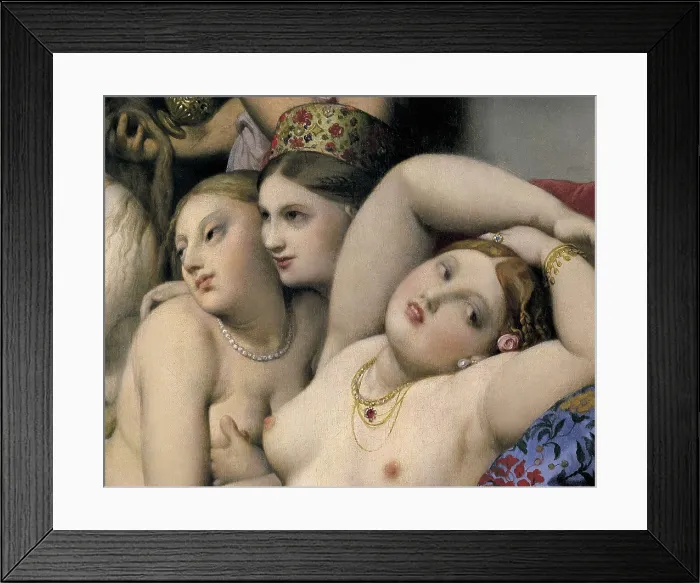 Framed Print : INGRES, Jean-Auguste-Dominique (1780-1867). The Turkish Bath. 1862. Right central detail. Oriental subject. Round painting. Classicism. Oil on canvas. FRANCE. Paris Framed Print : INGRES, Jean-Auguste-Dominique (1780-1867). The Turkish Bath. 1862. Right central detail. Oriental subject. Round painting. Classicism. Oil on canvas. FRANCE. Paris