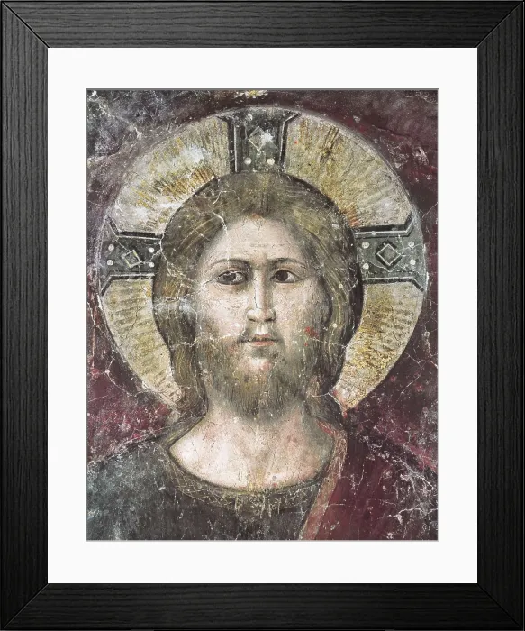 Framed Print : CAVALLINI, Pietro (?-1308). The Last Judgment. 1293. ITALY. Rome. Church of Santa Cecilia in Trastevere. Detail with the face of Christ. Renaissance art. Trecento. Fresco Framed Print : CAVALLINI, Pietro (?-1308). The Last Judgment. 1293. ITALY. Rome. Church of Santa Cecilia in Trastevere. Detail with the face of Christ. Renaissance art. Trecento. Fresco