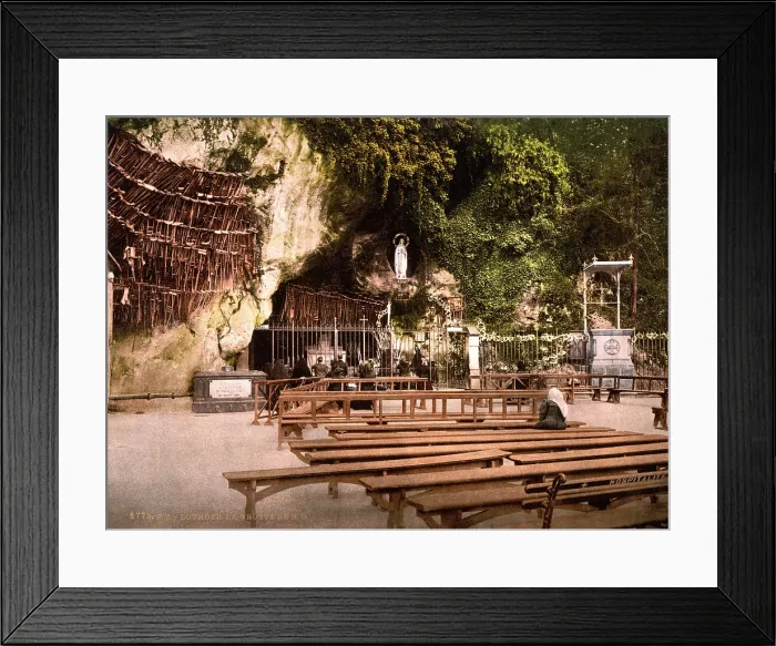 Framed Print : Lourdes, France, The Grotto of Notre Dame, Pyrenees, photochrom, circa 1890s