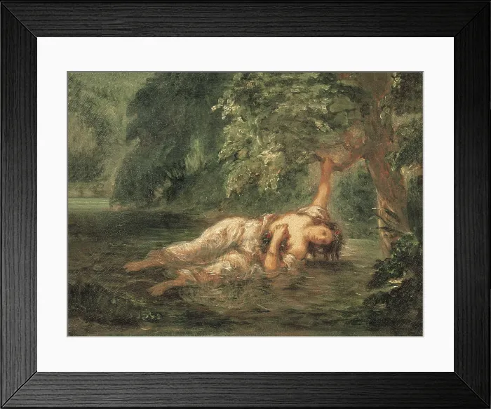 Framed Print : DELACROIX, Eugne (1798-1863). Ophelia's death. 1844. Hamlet', act 4. Romanticism. Orientalism. Oil on canvas. FRANCE. Paris. Louvre Museum