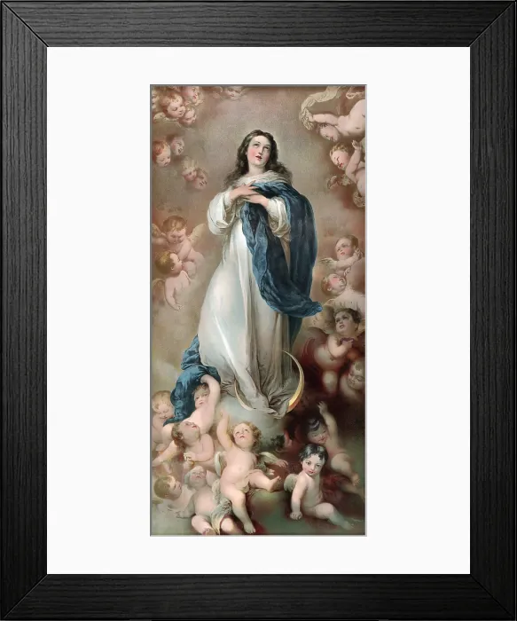 Framed Print : The Immaculate Conception, depicting Mary amid clouds and putti, from the B.T. Babbitt soap and baking powder company of New York, 1920