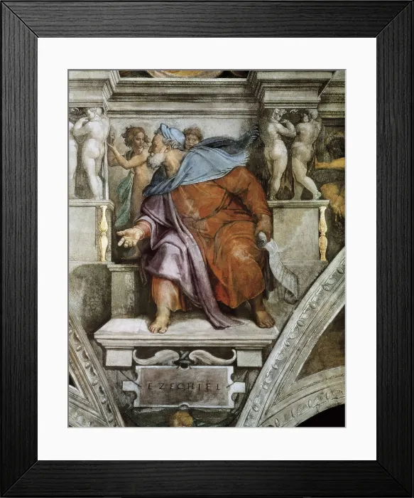 Framed Print : Michelangelo (1475-1564). Sistine Chapel. 1508-1512. VATICAN CITY. Vatican Palaces. Dtail with Ezekiel. Renaissance art. Cinquecento. Fresco Framed Print : Michelangelo (1475-1564). Sistine Chapel. 1508-1512. VATICAN CITY. Vatican Palaces. Dtail with Ezekiel. Renaissance art. Cinquecento. Fresco
