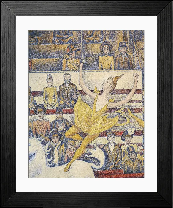 Framed Print : SEURAT, Georges (1859-1891). The Circus. 1891. Central detail of the acrobat. Work begun by Seurat but finished by his friends. Pointillism. Oil on canvas. FRANCE. Paris Framed Print : SEURAT, Georges (1859-1891). The Circus. 1891. Central detail of the acrobat. Work begun by Seurat but finished by his friends. Pointillism. Oil on canvas. FRANCE. Paris
