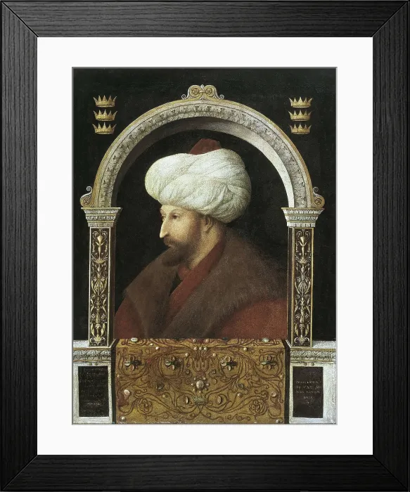 Framed Print : BELLINI, Gentile (1429-1507). The Sultan Mehmet II. 1480. Work attributed. Renaissance art. Quattrocento. Painting. UNITED KINGDOM. London. National Gallery Framed Print : BELLINI, Gentile (1429-1507). The Sultan Mehmet II. 1480. Work attributed. Renaissance art. Quattrocento. Painting. UNITED KINGDOM. London. National Gallery
