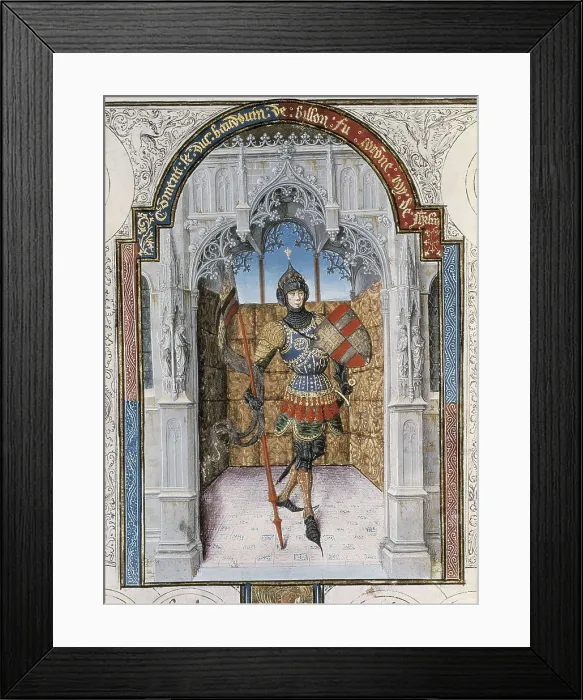 Framed Print : First Crusade (1095-1099). Baldwin I of Jerusalem, illustration of the Chonicle of Jerusalem (15th c.). Renaissance art. AUSTRIA. Vienna. National Library Framed Print : First Crusade (1095-1099). Baldwin I of Jerusalem, illustration of the Chonicle of Jerusalem (15th c.). Renaissance art. AUSTRIA. Vienna. National Library