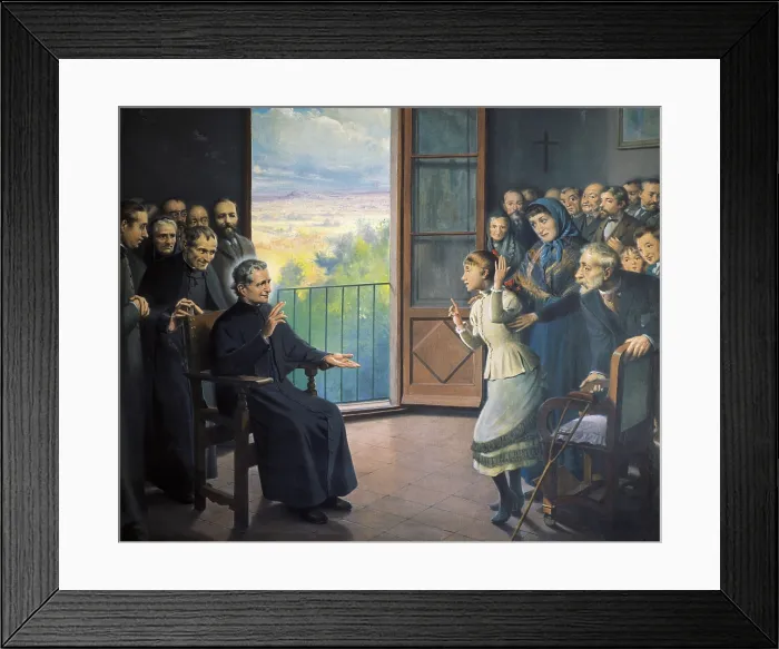 Framed Print : Bosco, Saint John (1815-1888). Italian priest and educator. Miracle of bilocation of Saint John Bosco. Painting by Ramn Bofarull. Painting