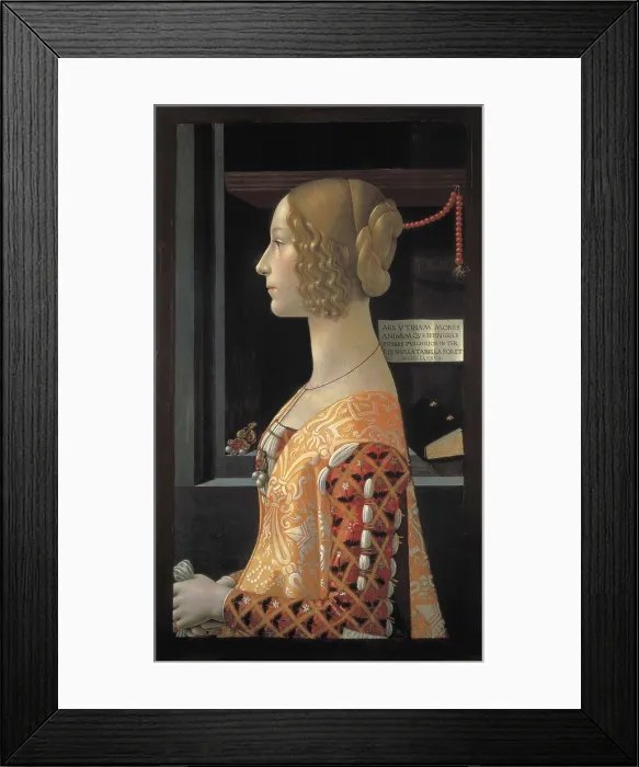 Framed Print : GHIRLANDAIO, Domenico di Tommaso Bigordi, called (1449-1494). Portrait of Giovanna Tornabuoni. 1488. Considered the portrait of Giovanna degli Albizzi, wife of Lorenzo Tornabuoni