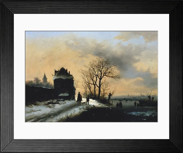 Framed Print : LEEUW, Alexis de (ca. 1848-1883). Winter scene with skaters on a river. ca. 1850. Oil on canvas. AISA / Everett Collection**US SALES ONLY** Framed Print : LEEUW, Alexis de (ca. 1848-1883). Winter scene with skaters on a river. ca. 1850. Oil on canvas. AISA / Everett Collection**US SALES ONLY**