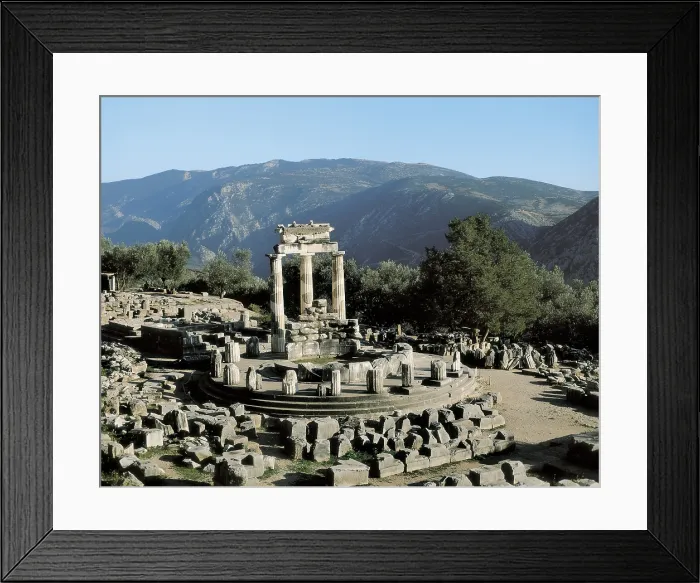 Framed Print : Tholos of the Sanctuary of Athena Pronaia. ca. 370 -360 BC. GREECE. CENTRAL GREECE. PHOCIS. Delphi. Sanctuary of Athena Pronaia. Classical Greek art. Architecture Framed Print : Tholos of the Sanctuary of Athena Pronaia. ca. 370 -360 BC. GREECE. CENTRAL GREECE. PHOCIS. Delphi. Sanctuary of Athena Pronaia. Classical Greek art. Architecture