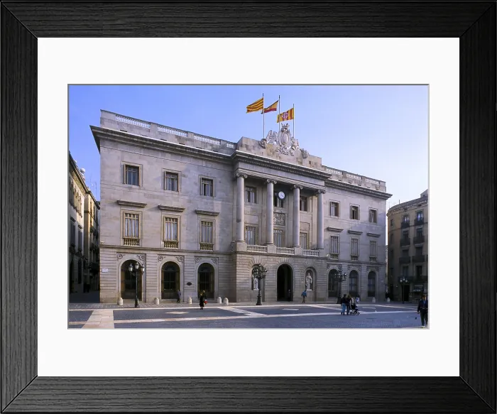 Framed Print : SPAIN. CATALONIA. Barcelona. City Hall. Main facade from the City Hall, neoclassic work projected by Josep Mas i Vila between 1831 and 1847. Neoclassicism. Architecture Framed Print : SPAIN. CATALONIA. Barcelona. City Hall. Main facade from the City Hall, neoclassic work projected by Josep Mas i Vila between 1831 and 1847. Neoclassicism. Architecture