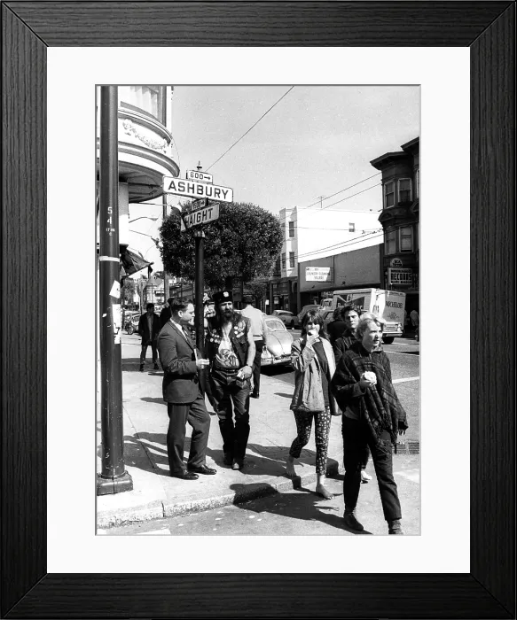 Framed Print : Haight-Ashbury, San Francisco, 1967. Hippies and flower children.. Courtesy: CSU Archives  /  Everett Collection