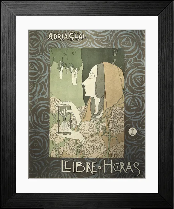 Framed Print : GUAL i QUERALT, Adri (1872-1943). Catalan painter, scenographer, playwright and theatre pedagogue. Cover of the 'Llibre d'Hores' by Adri Gual. Modernism. SPAIN Framed Print : GUAL i QUERALT, Adri (1872-1943). Catalan painter, scenographer, playwright and theatre pedagogue. Cover of the 'Llibre d'Hores' by Adri Gual. Modernism. SPAIN