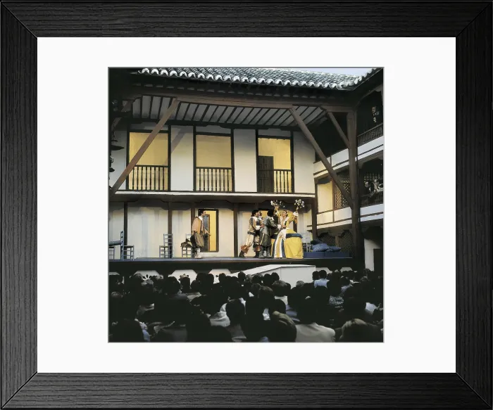 Framed Print : VEGA CARPIO, Flix Lope de (1562-1635). La Dama Boba (Lady Nitwit). Performance at thel Corral de Comedias of Almagro. SPAIN. CASTILE-LA MANCHA. CIUDAD REAL. Almagro