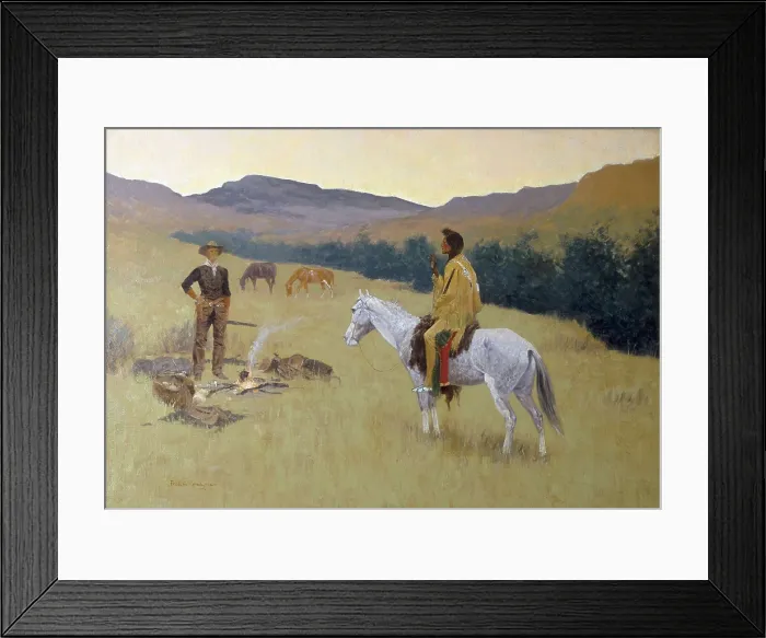 Framed Print : REMINGTON, Frederic (1861-1909). The Conversation, or Dubious Company. 1900. Realism. Oil on canvas. Private Collection. AISA / Everett Collection**US SALES ONLY**