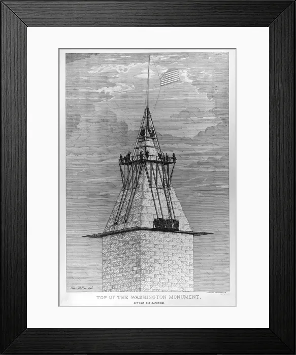 Framed Print : Washington Monument. Setting the capstone of the Washington Monument, 1885 Framed Print : Washington Monument. Setting the capstone of the Washington Monument, 1885